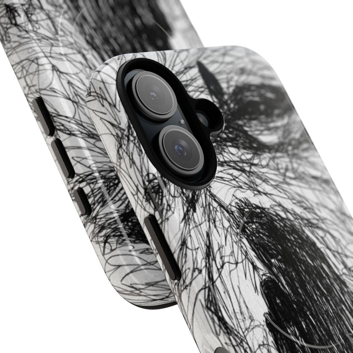 Raven-themed magnetic tough phone case with dark, mystical design - Detail