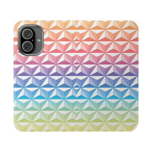 Geometric sphere-inspired rainbow phone case in a retro 80s/70s style for Disney enthusiasts