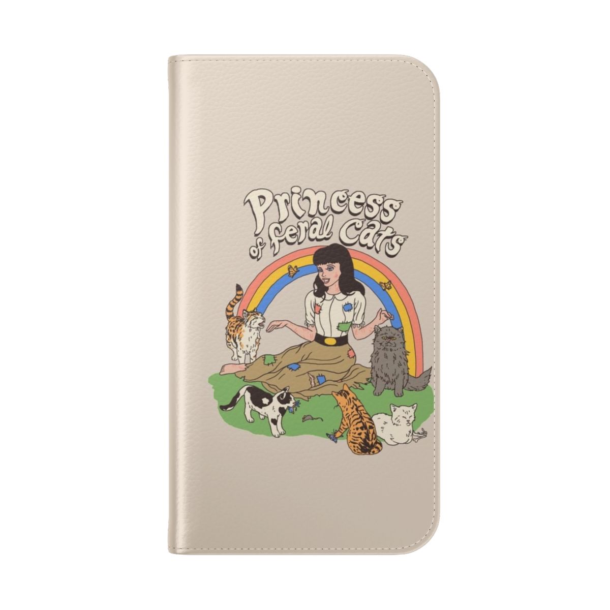 Feral cat flip phone case with a princess design - Folded Back