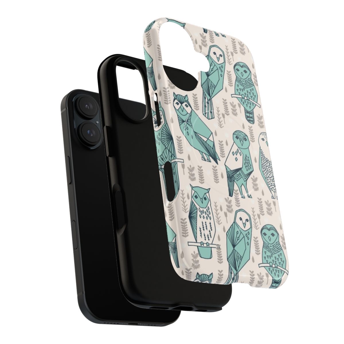 Parliament of Owls Magnetic Tough Phone Case in Pale Turquoise by Andrea Lauren - Layers