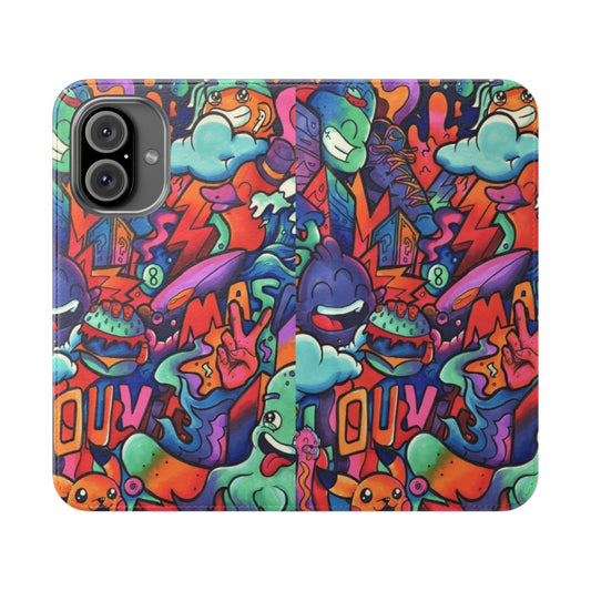 Colorful doodle art phone case featuring copic marker designs