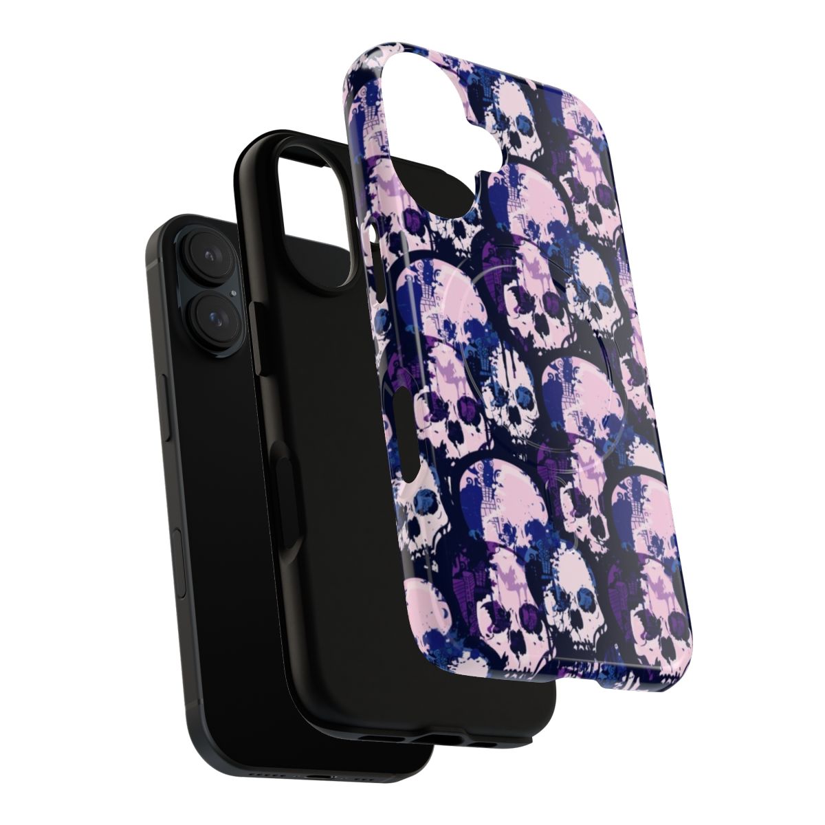 Purple skull phone case with a dark, punk-inspired design - Layers