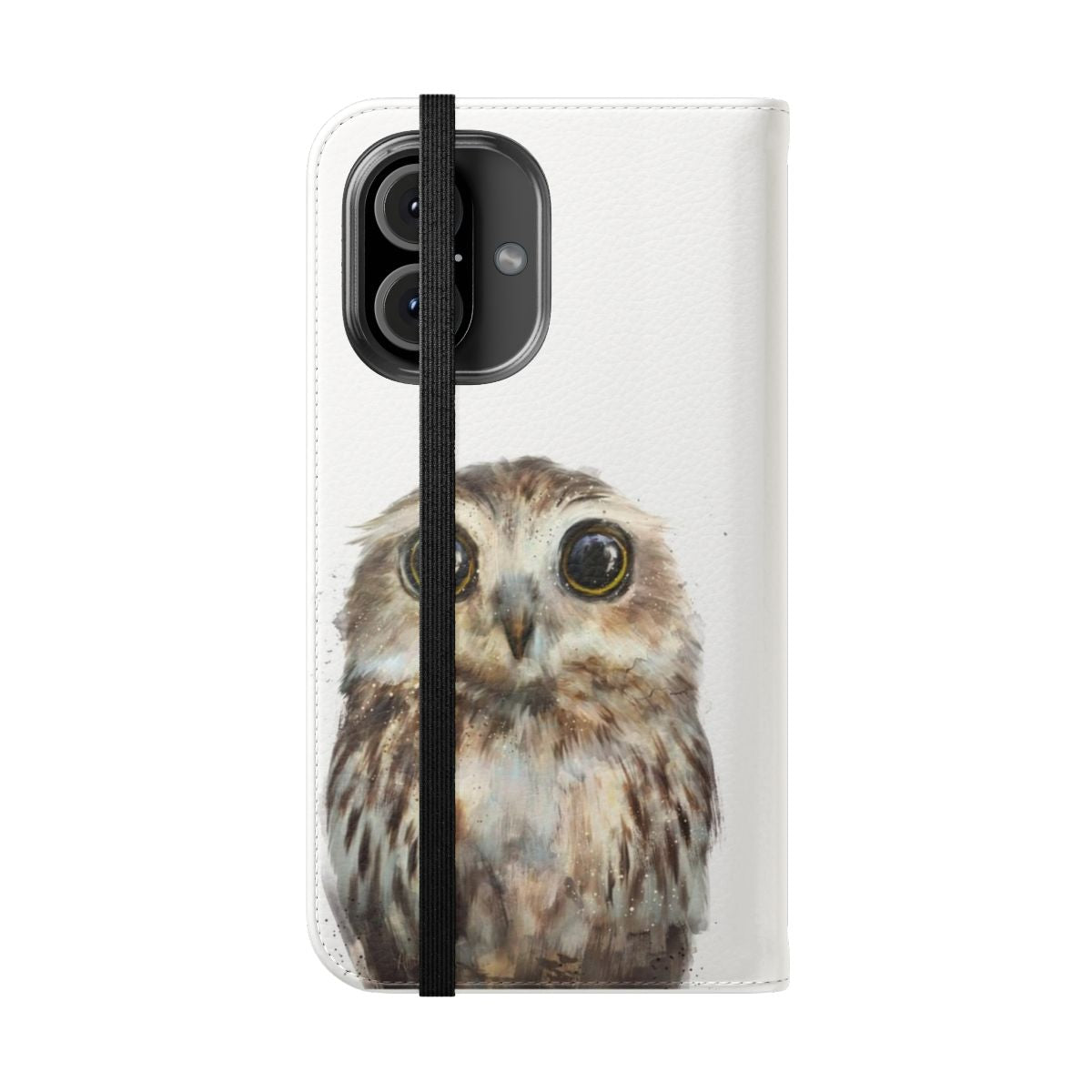 A small, cute owl perched on a phone case - Folded Front