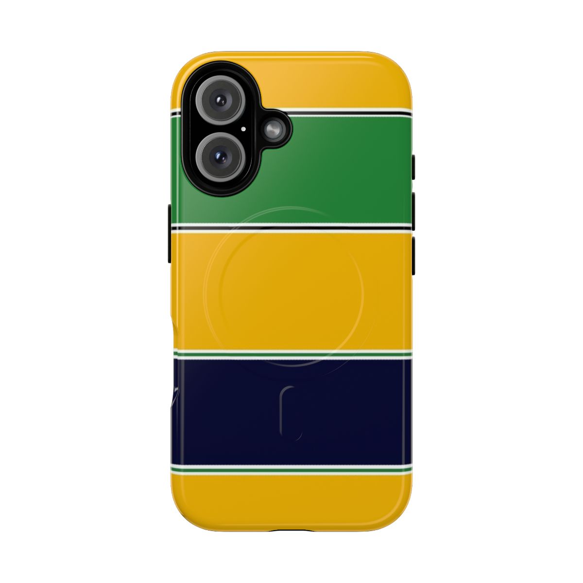 Ayrton Senna-inspired magnetic tough phone case with color scheme design