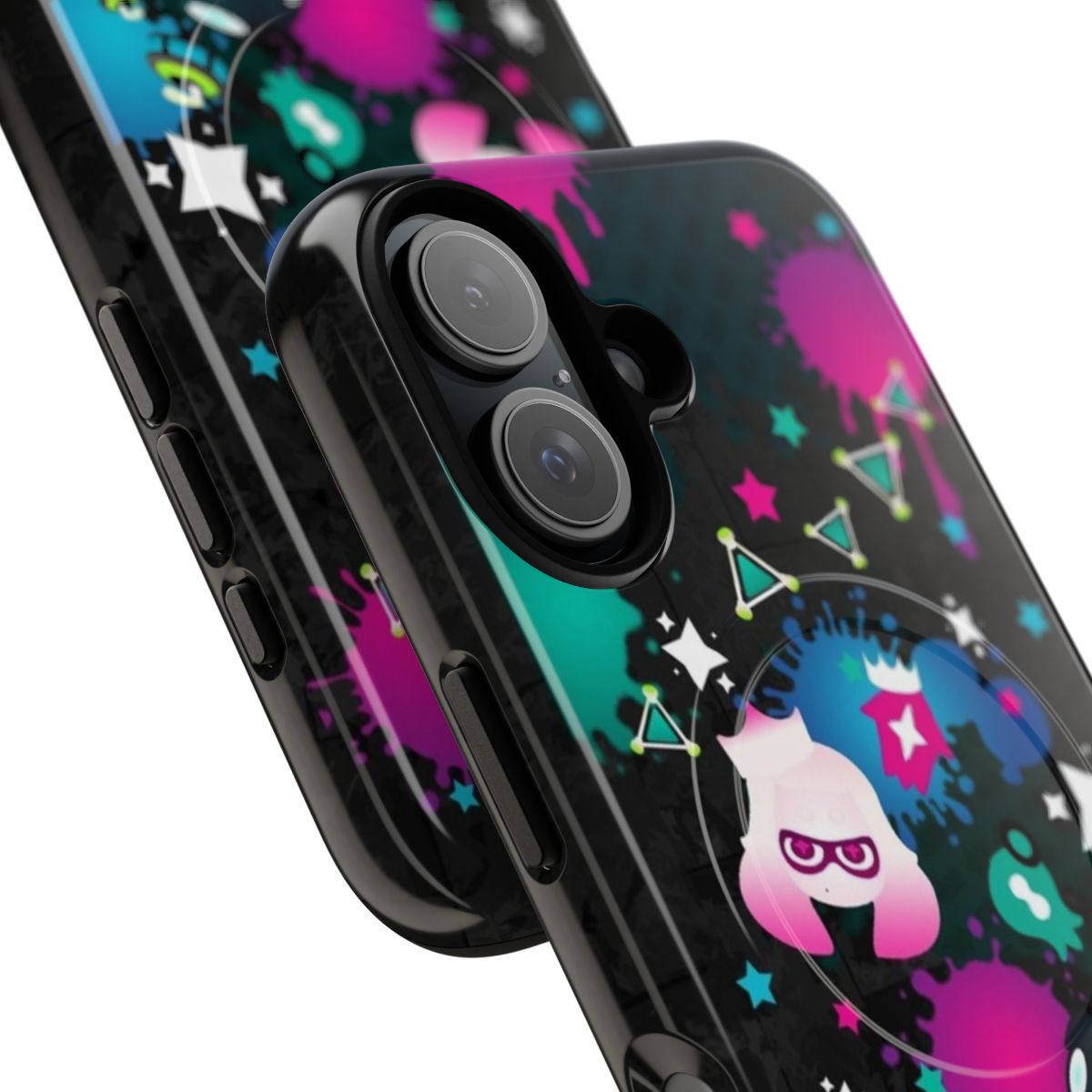 Colorful, neon-inspired phone cases with a Splatfest theme - Detail