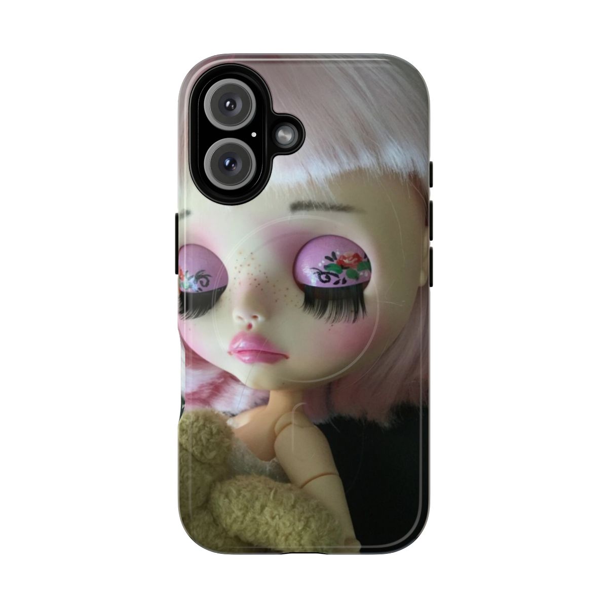 Customizable magnetic tough phone cases in pink and pastel colors for Blythe dolls