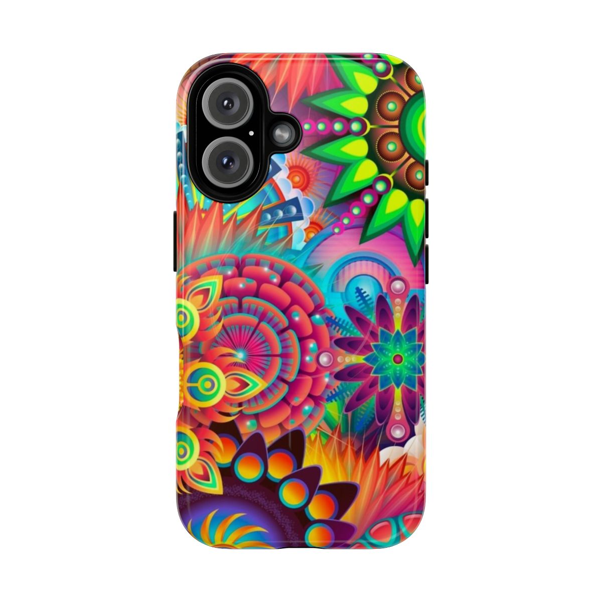 Vibrant floral design magnetic tough phone case