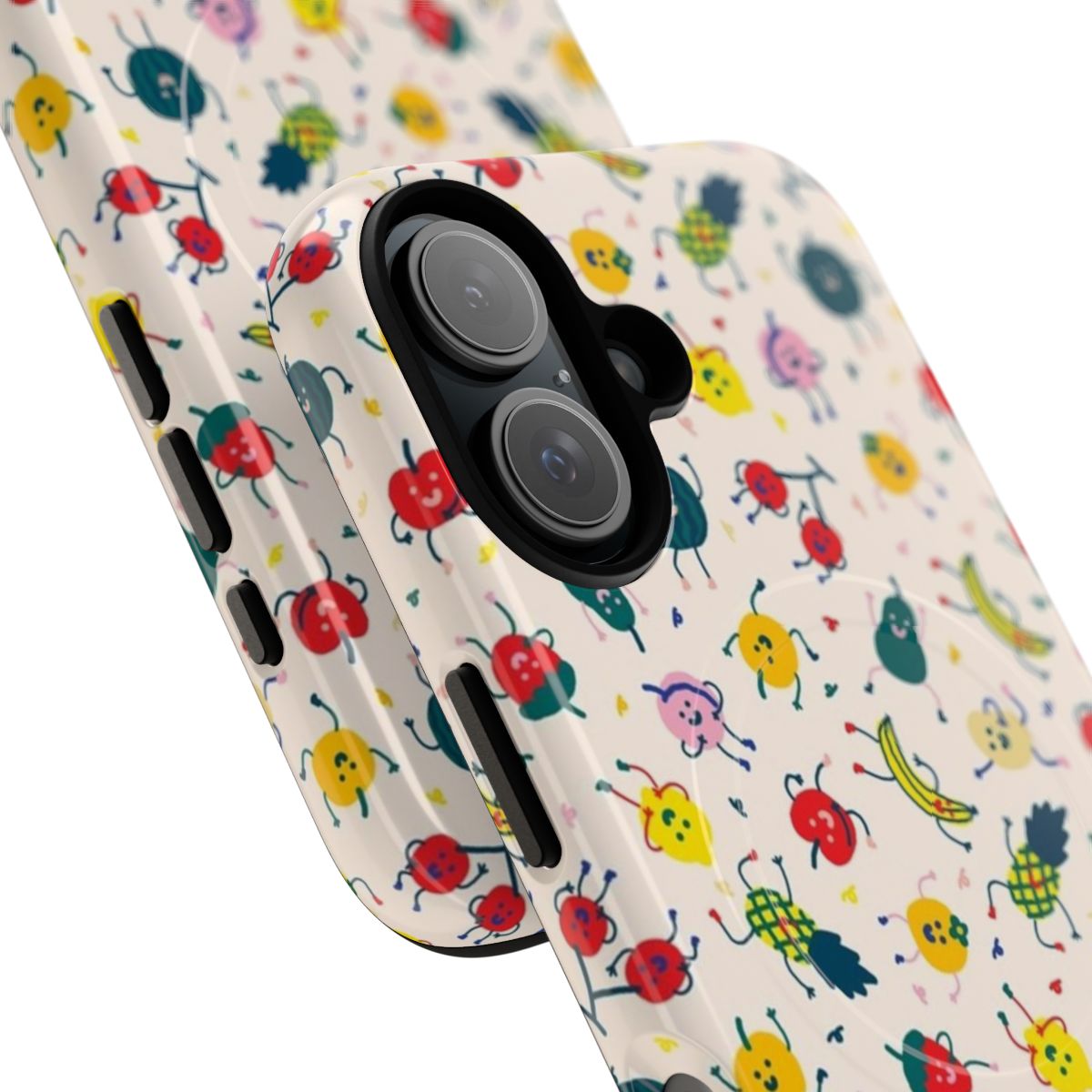 Assorted colorful and playful fruit-themed phone case with magnetic closure - Detail