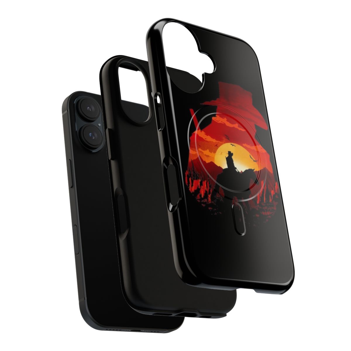 Magnetic tough phone case in red color with a gaming logo - Layers