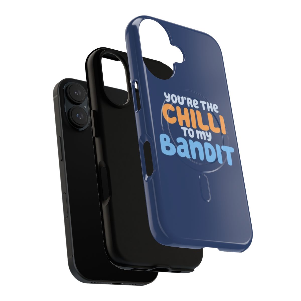 A tough and magnetic phone case featuring a blue heeler dog and the words "I Love Chili" - Layers