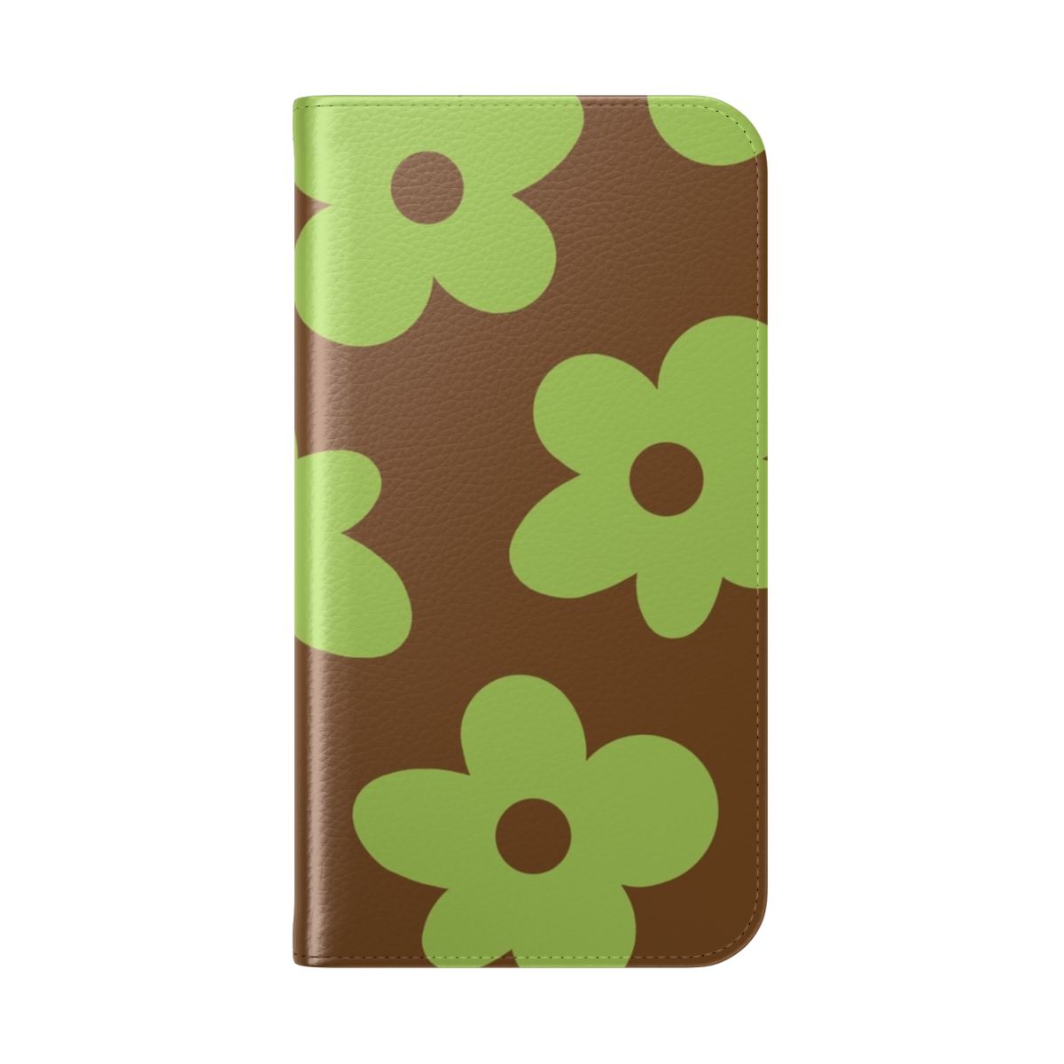 Floral design phone case in brown and green inspired by the Golf Le Fleur brand - Folded Back