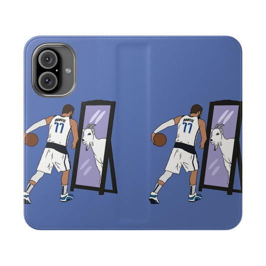 Luka Doncic-inspired flip phone case with mirrored design