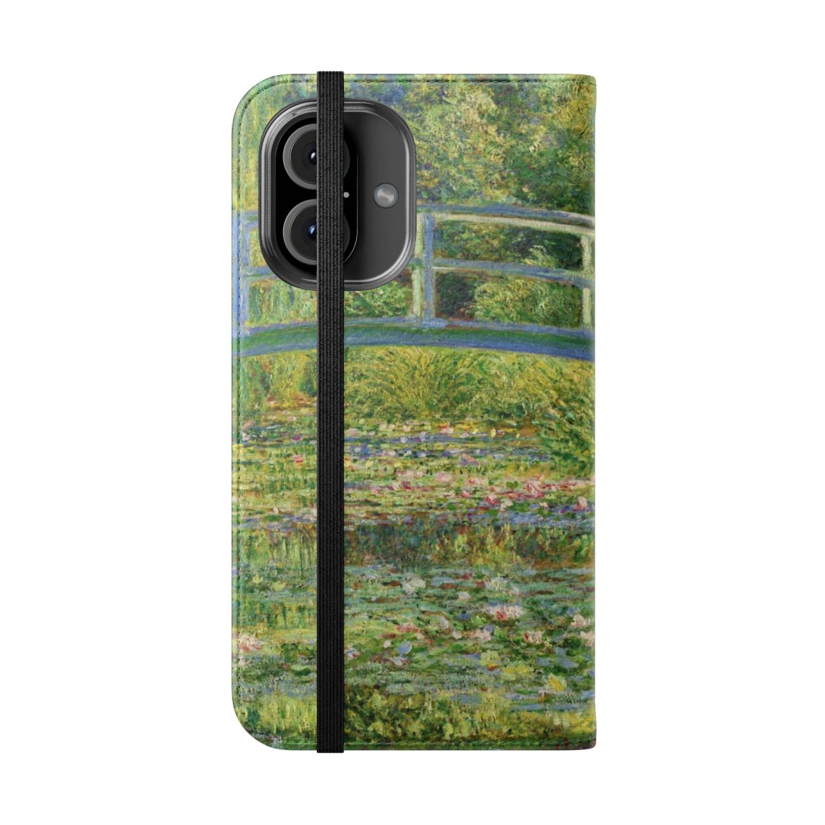 Impressionist-style phone case featuring Claude Monet's famous "Water Lily Pond" painting - Folded Front