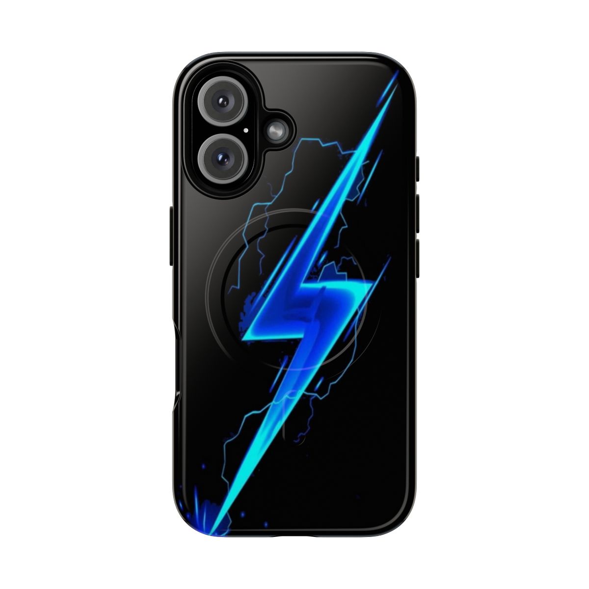 Blue lightning bolt design on a durable and protective phone case