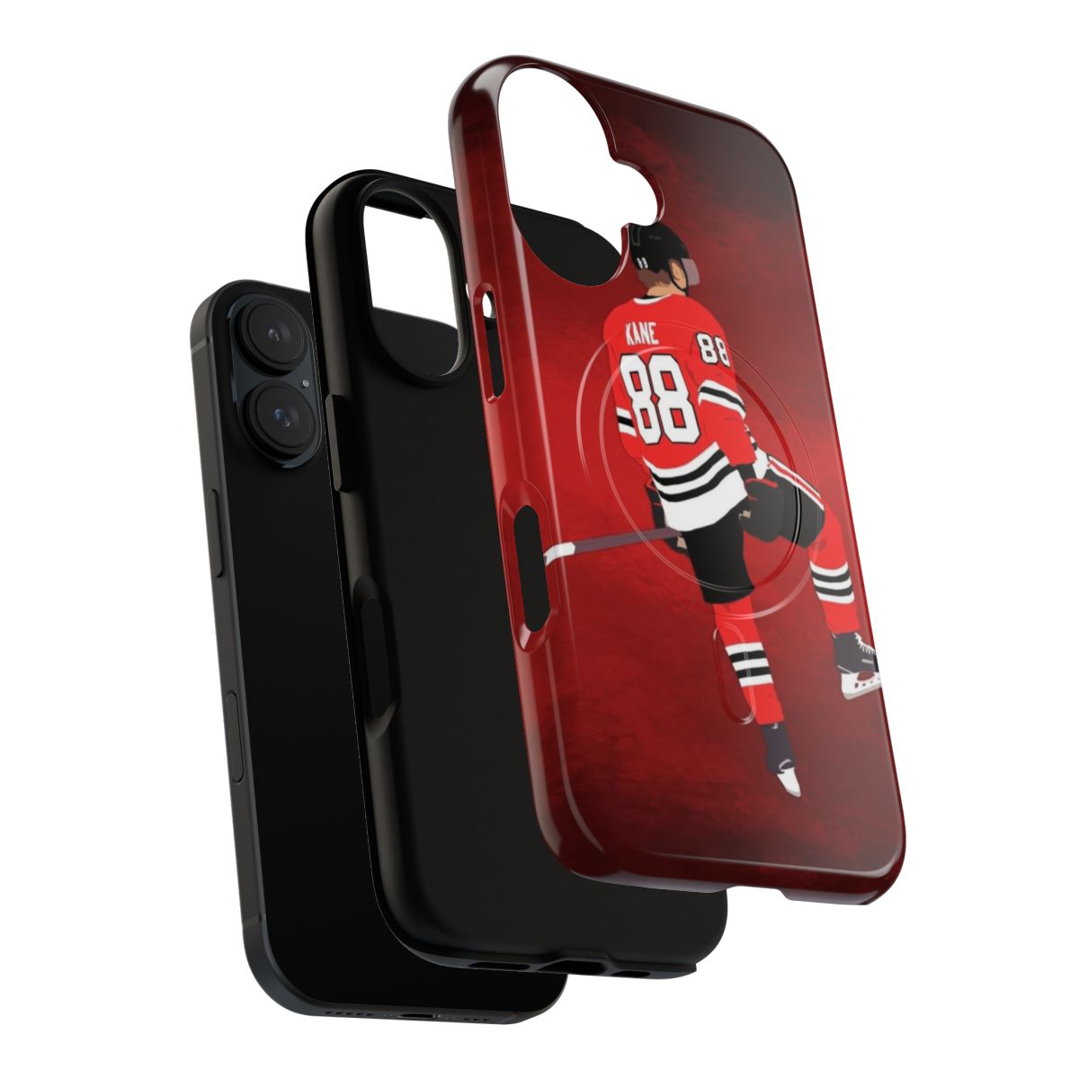 Minimalist phone case with a vector design featuring Patrick Kane and the Chicago Blackhawks logo - Layers