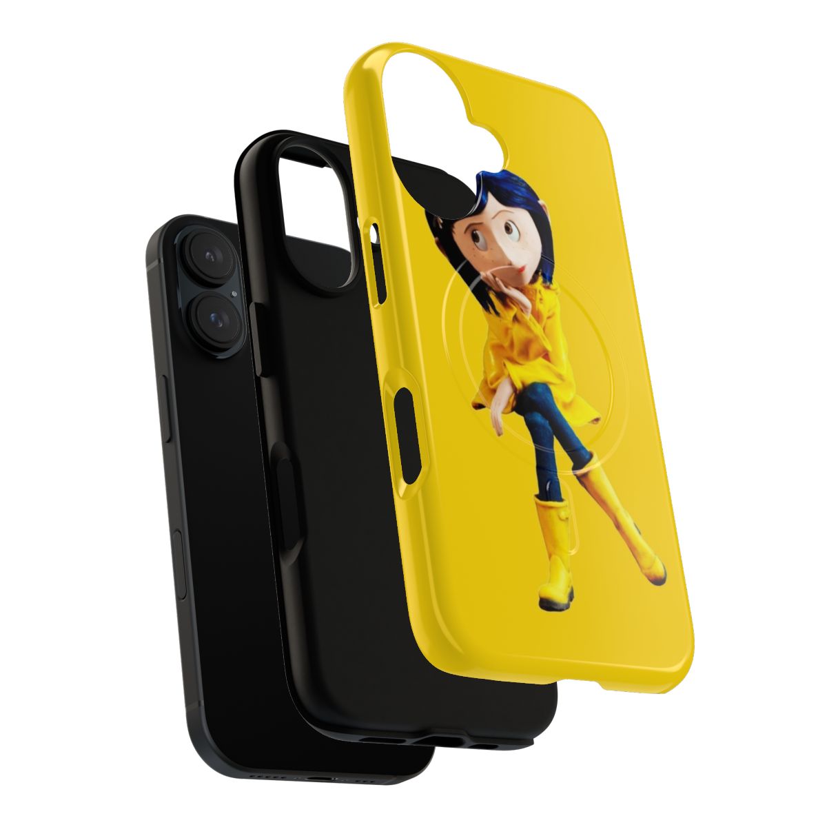 Coraline Inspired Magnetic Tough Phone Case with Creepy and Spooky Doll Design - Layers