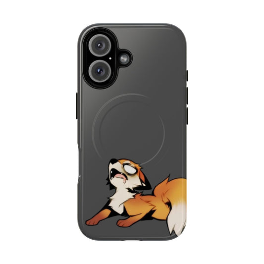 Magnetic tough phone case with a cute, furry fox design for anxiety relief