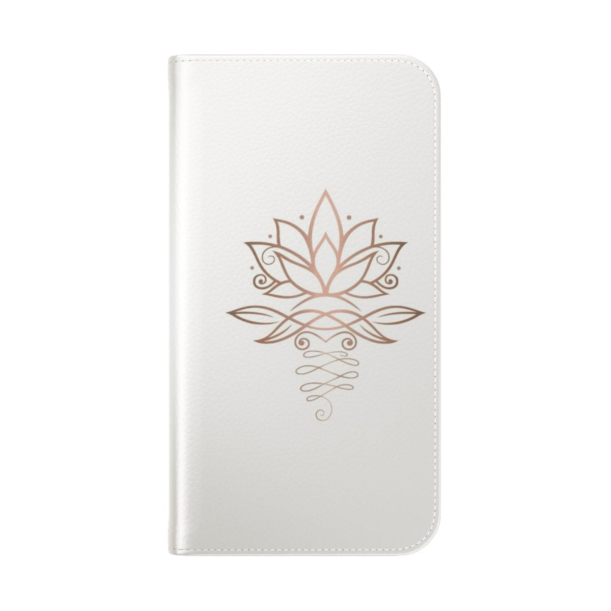 Lotus flower phone case in rose gold color with floral design - Folded Back