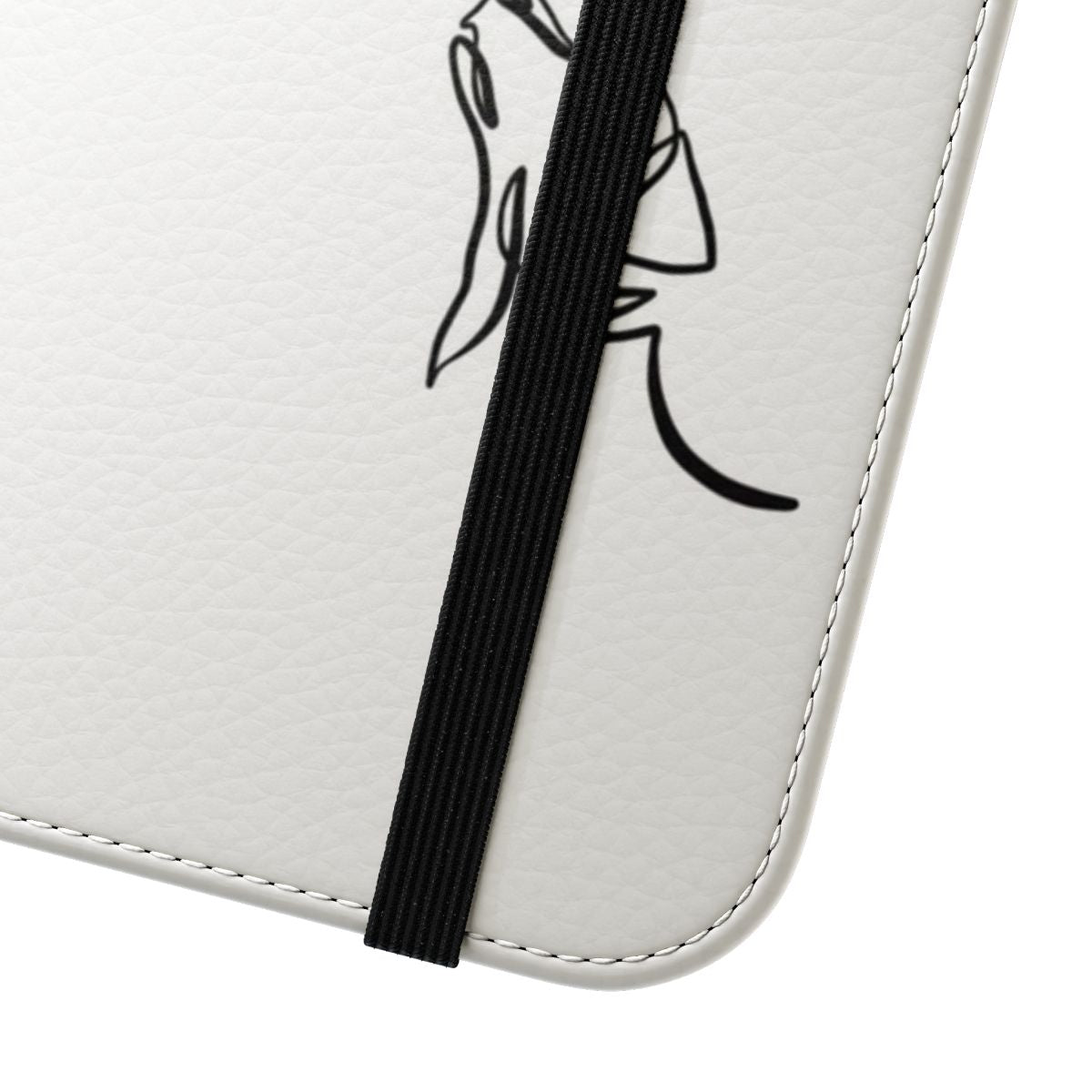 Minimalist line drawing art print of a horse and dog on a phone case - Close Up