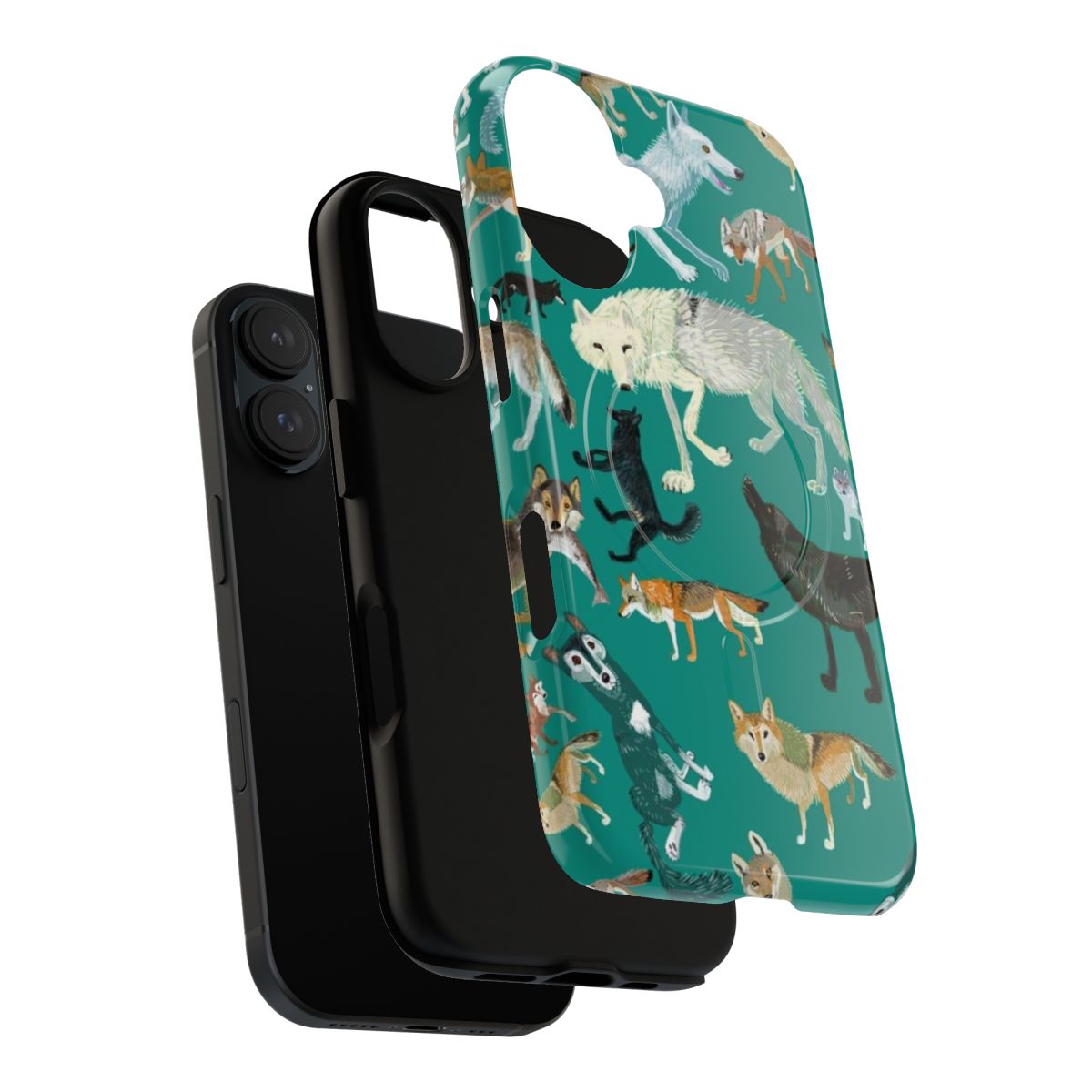 Wolves of the World green pattern magnetic tough phone cases - Layers