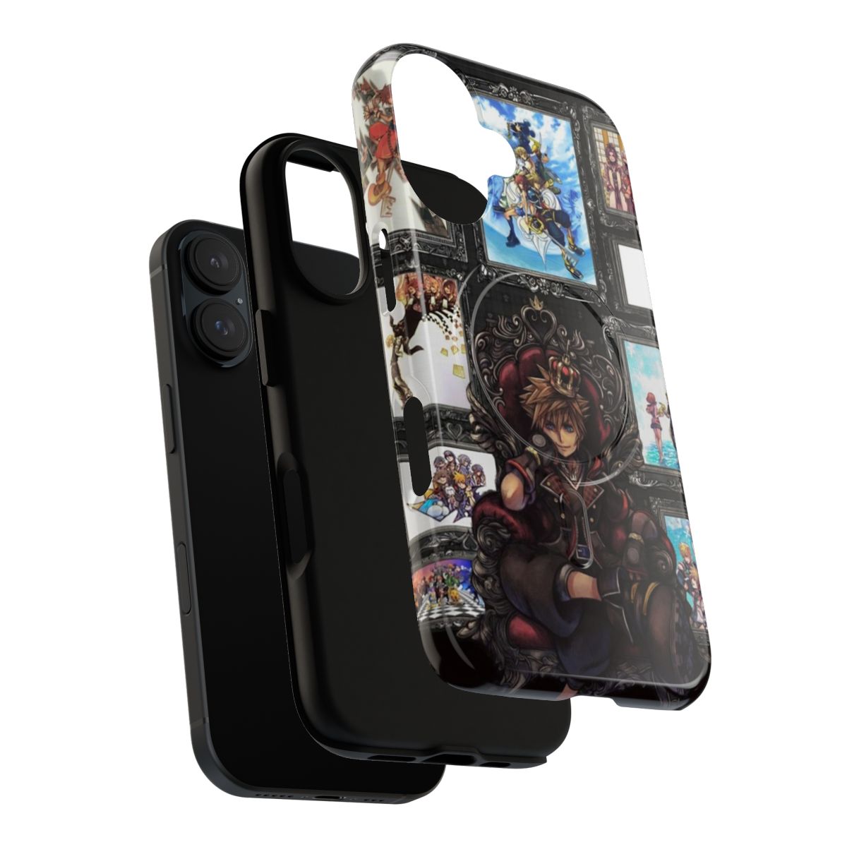 Magnetic phone case featuring Kingdom Hearts characters and throne design - Layers