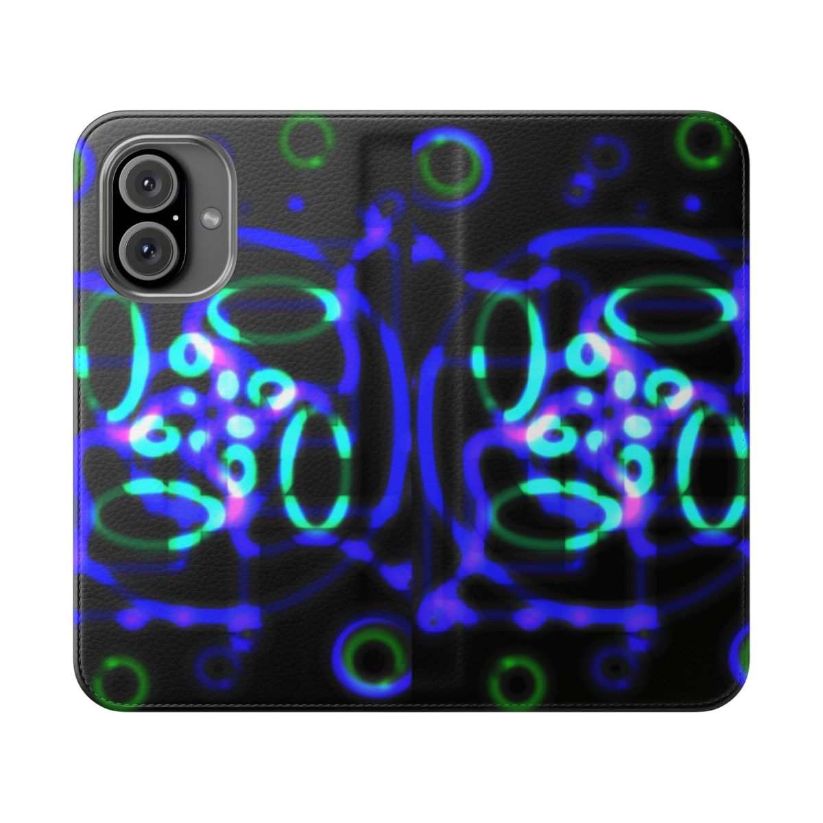 Glowing, abstract phone case with a hypnotic, psychedelic design