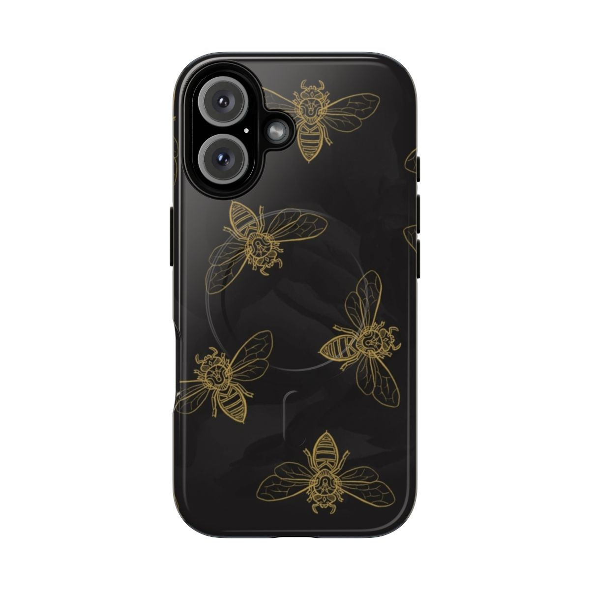 Vibrant mandala design with detailed bees on a durable phone case.