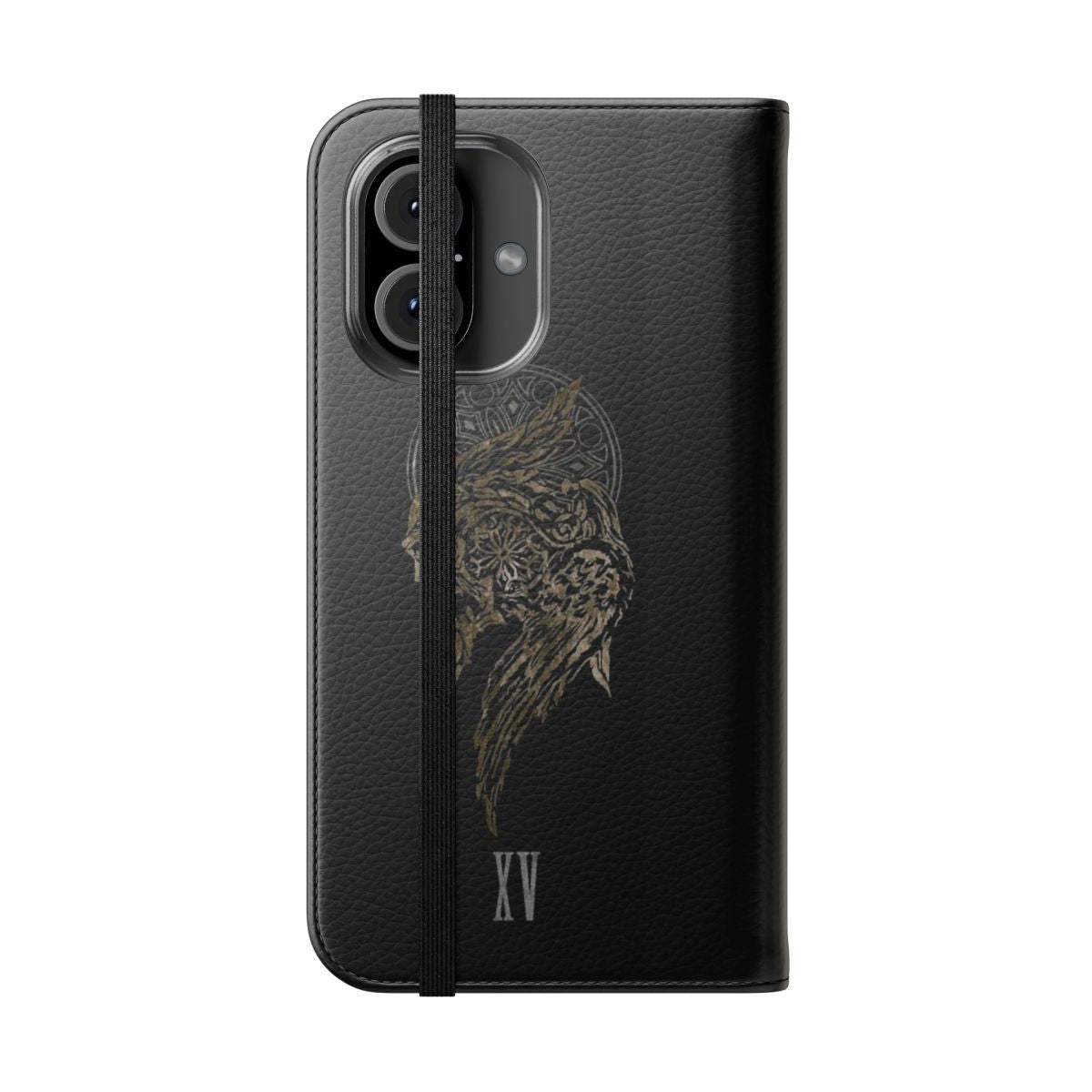 Crest Themed Flip Cover Phone Case for Fantasy and Gaming Fans - Folded Front