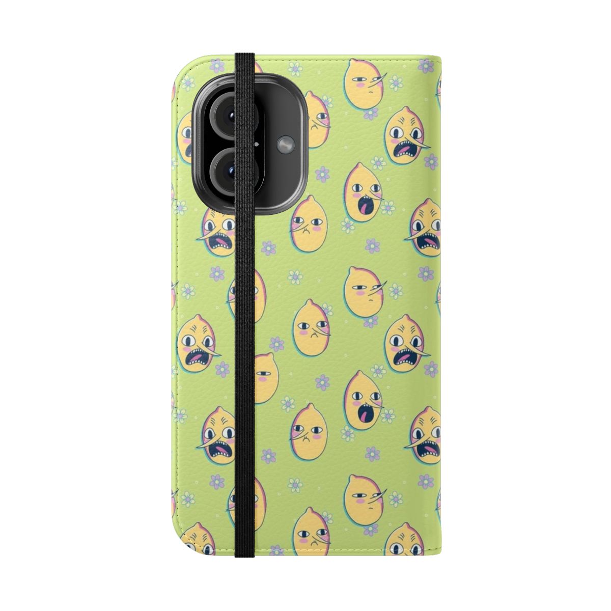 Cartoon Adventure Time inspired flip cover phone case featuring Lemongrab - Folded Front