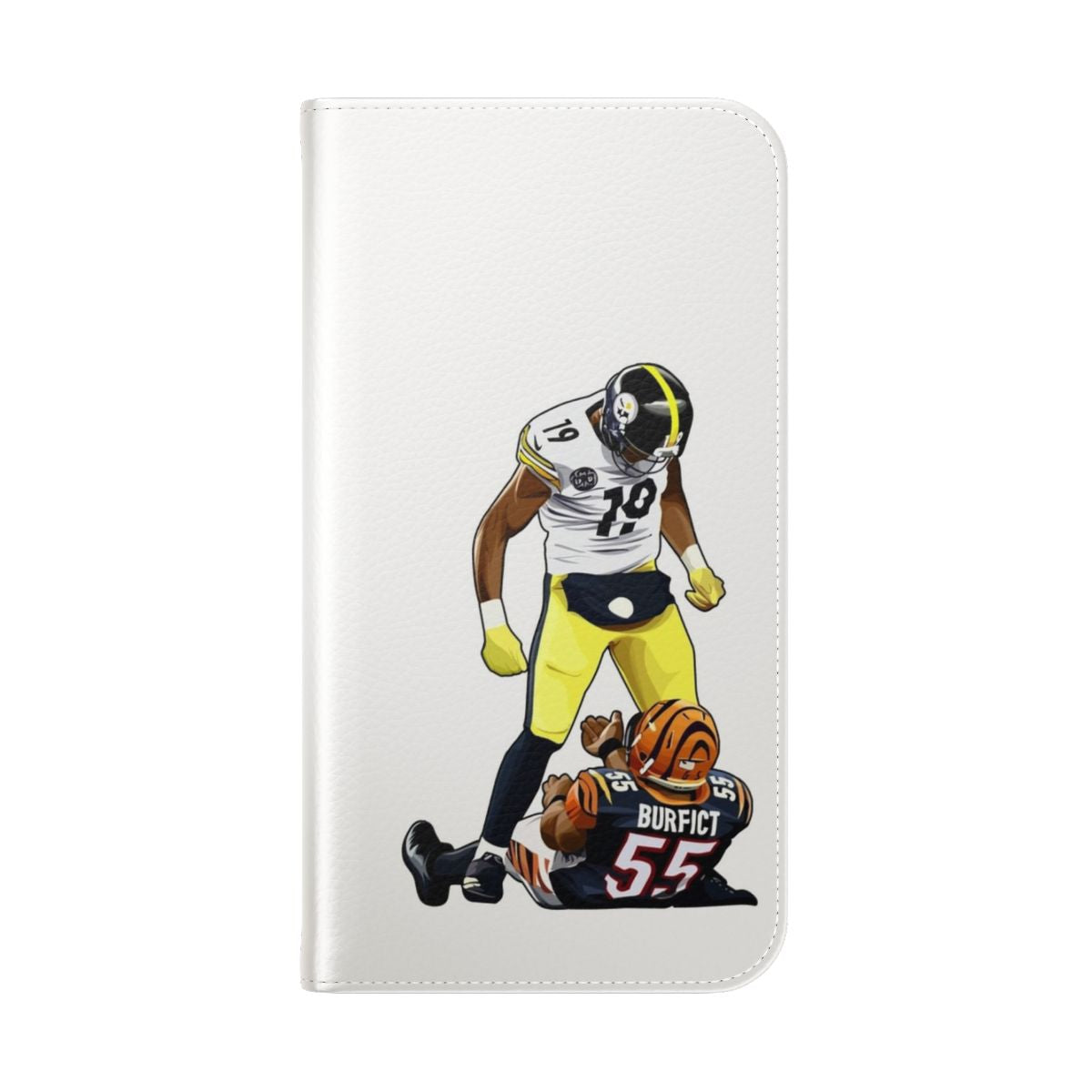 Customizable football phone case featuring Juju Smith-Schuster of the Pittsburgh Steelers - Folded Back