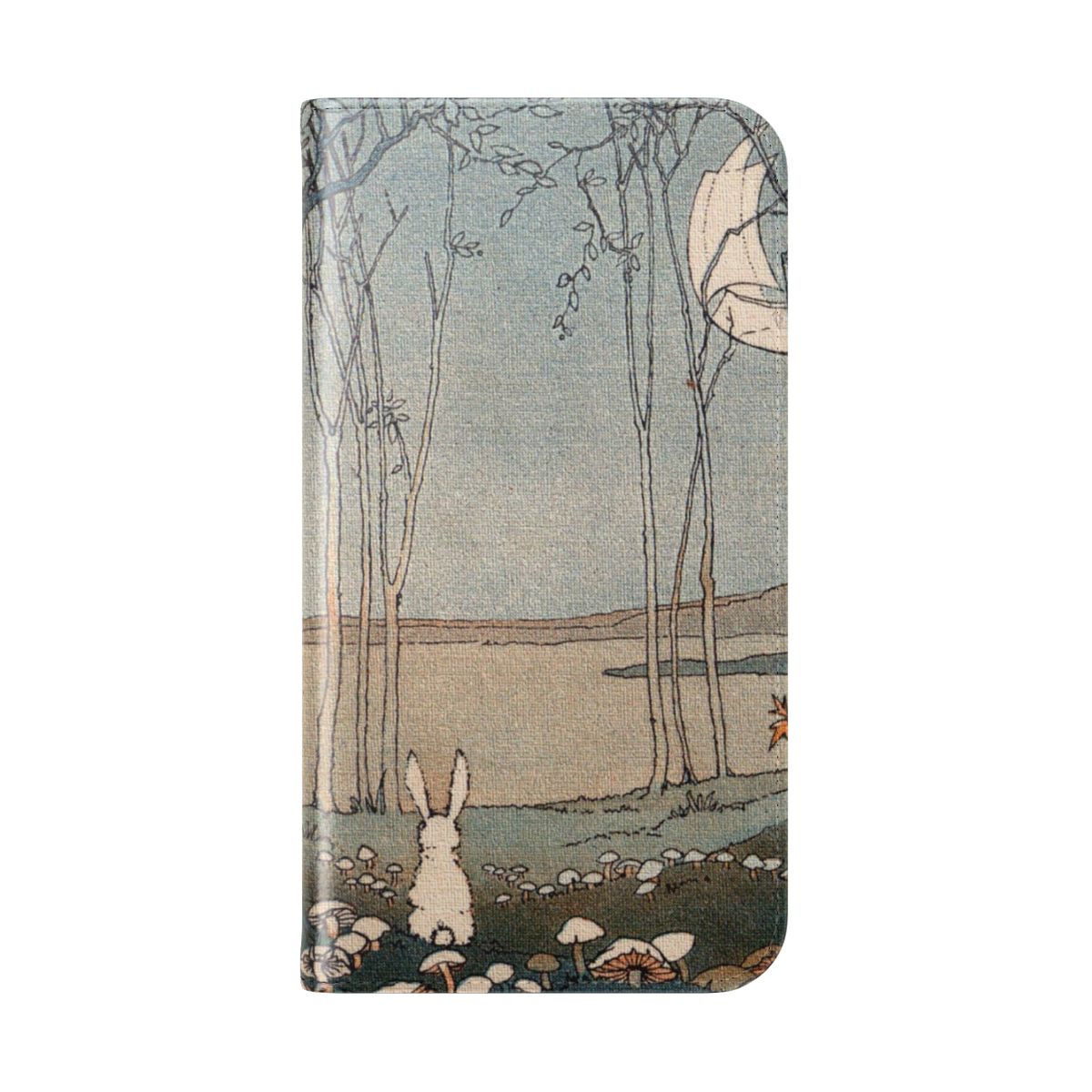 Whimsical phone case featuring a bunny and the night sky - Folded Back