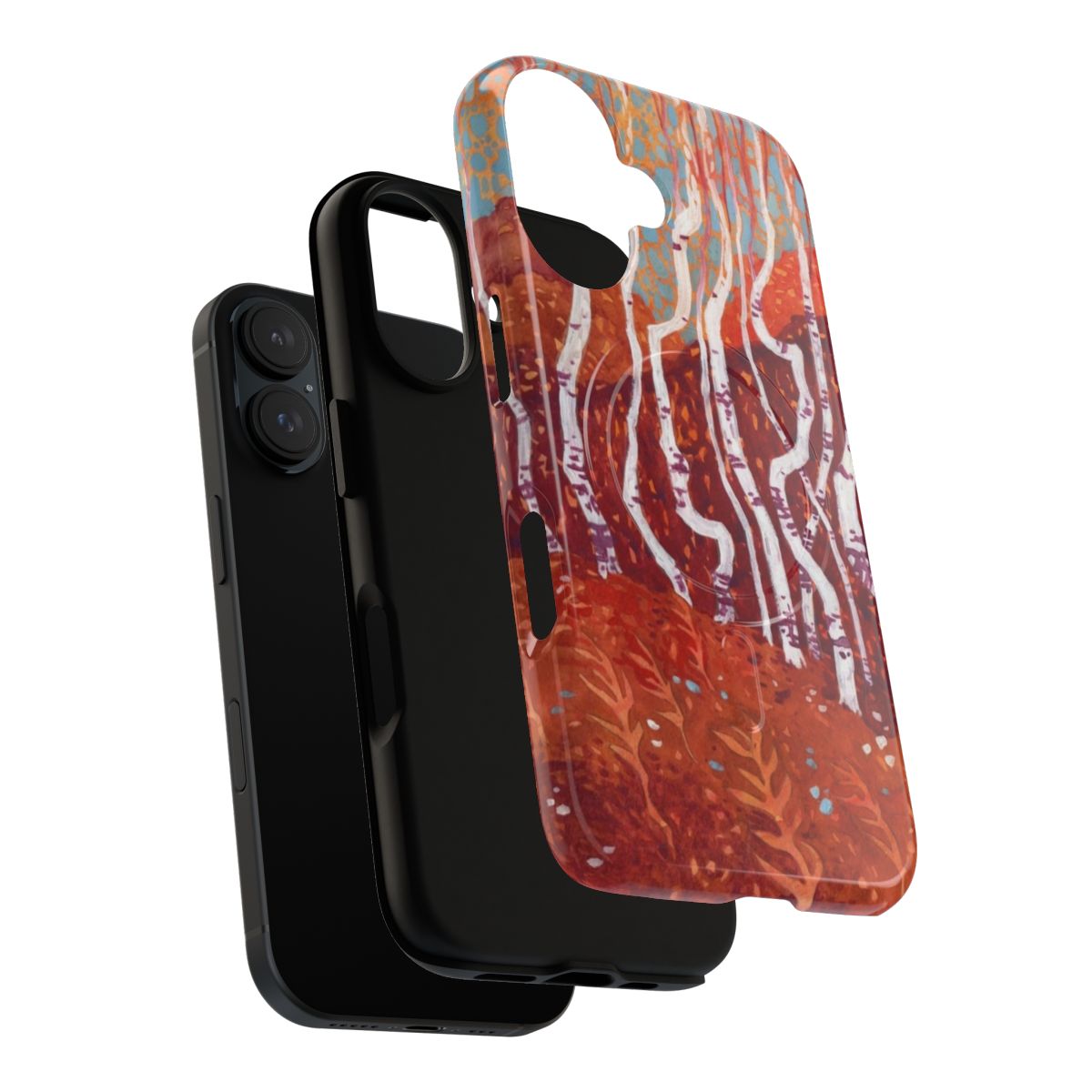 Watercolor nature inspired magnetic tough phone case with white shadows design - Layers