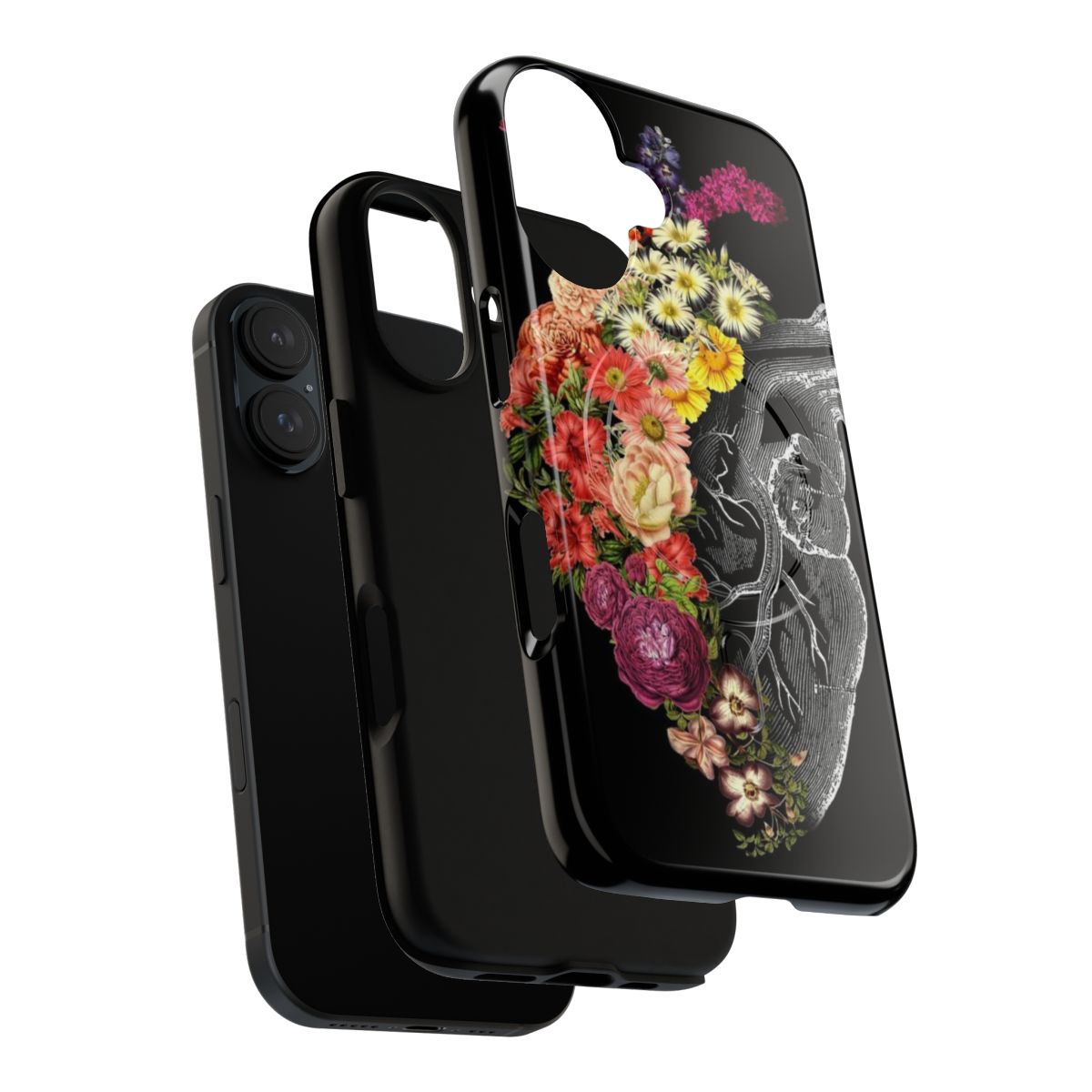 Flower heart spring floral pattern on a sturdy phone case - Layers