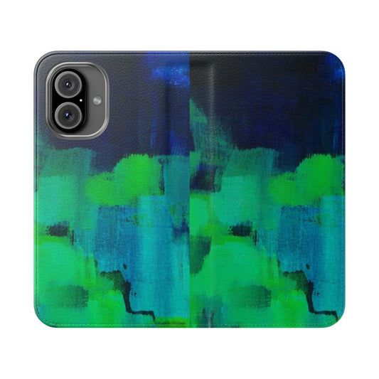 Colorful abstract art phone case cover in blue and green tones