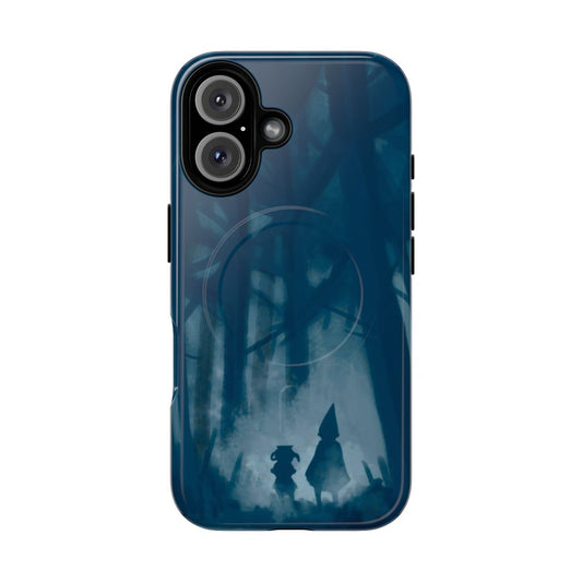 Magnetic tough phone case featuring a dark, moody forest scene inspired by the Cartoon Network show "Over the Garden Wall".