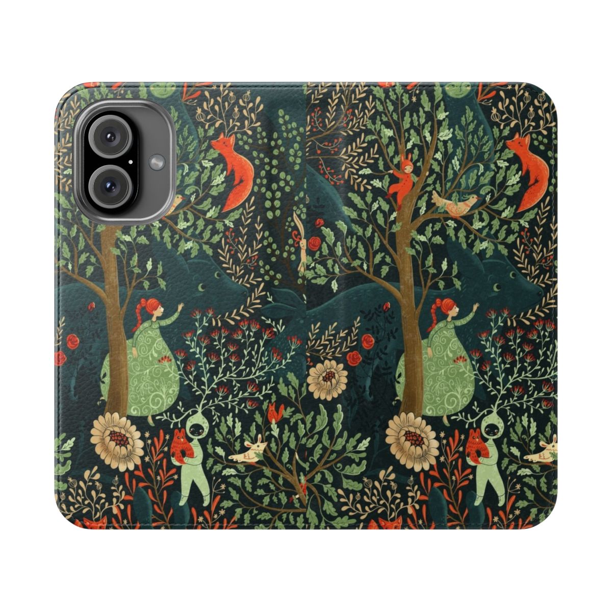 Whimsical and magical phone case with a forest and fantasy design