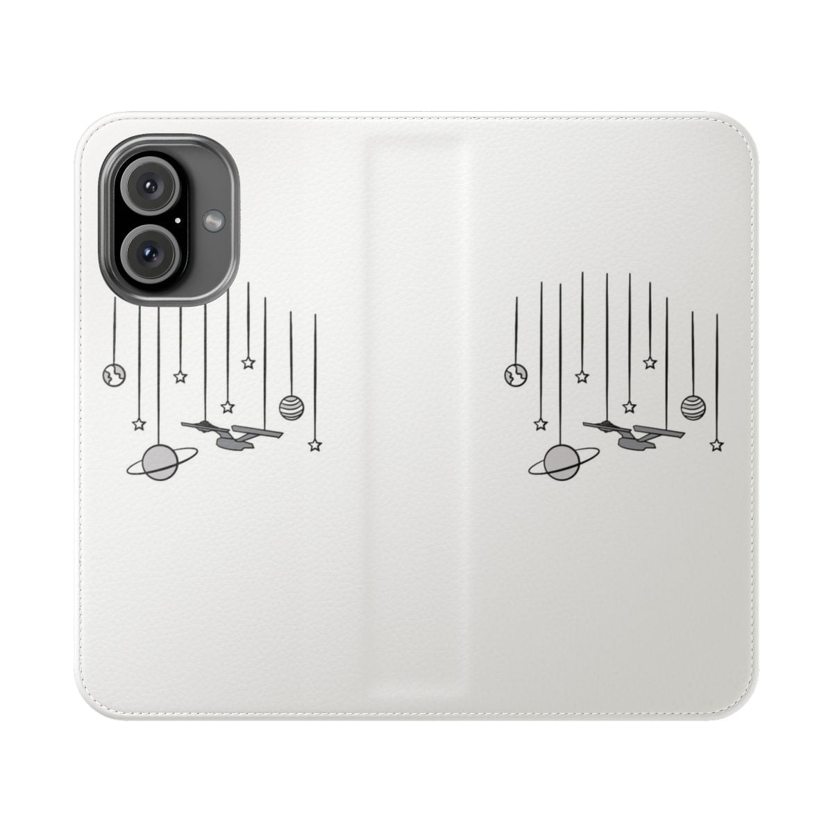 Sleek and minimalist Star Trek Enterprise inspired mobile phone case with clean line art design