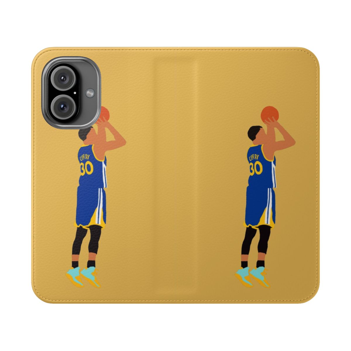 Basketball-themed phone case featuring a graphic of Stephen Curry's signature jumpshot