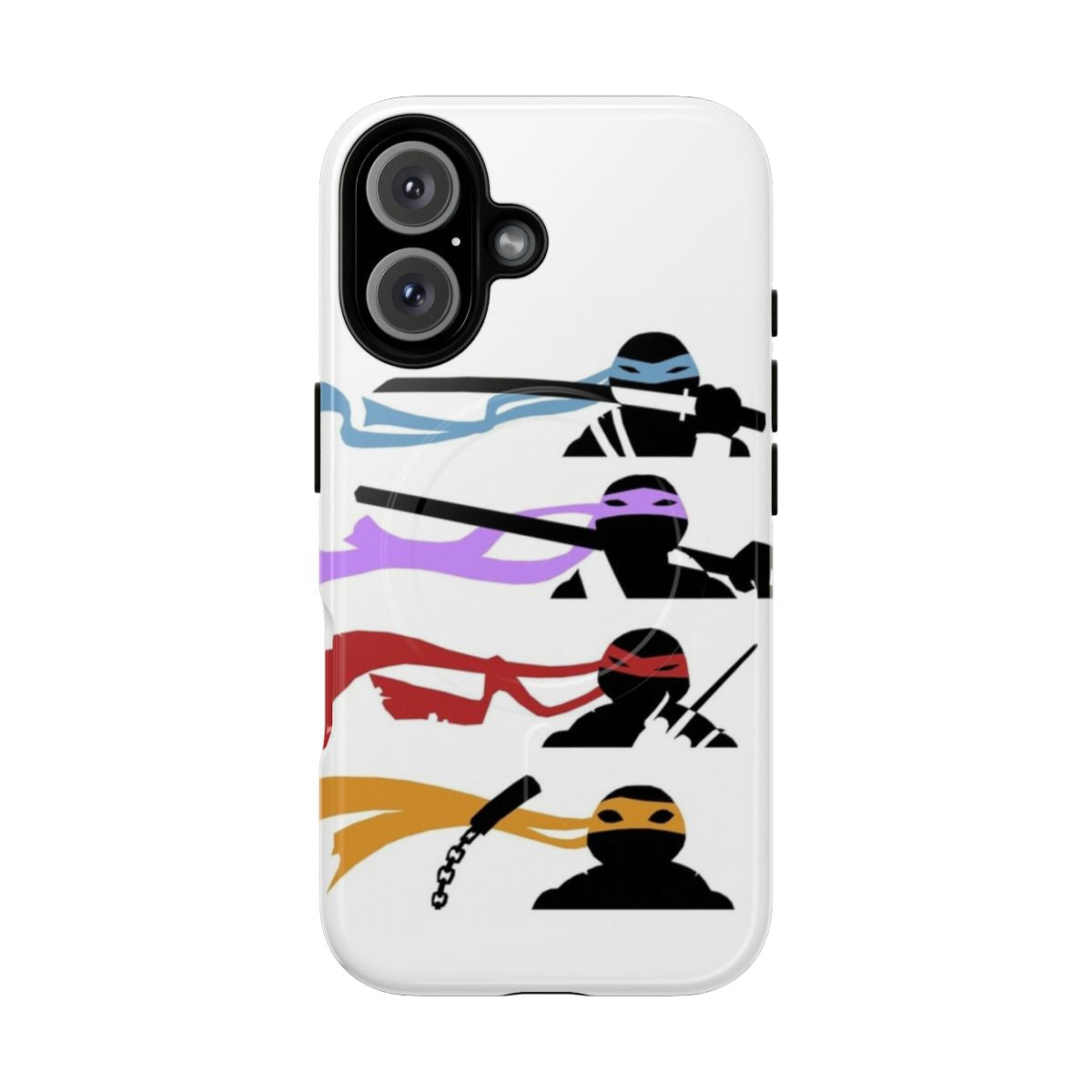 Colorful silhouette phone case featuring the Teenage Mutant Ninja Turtles