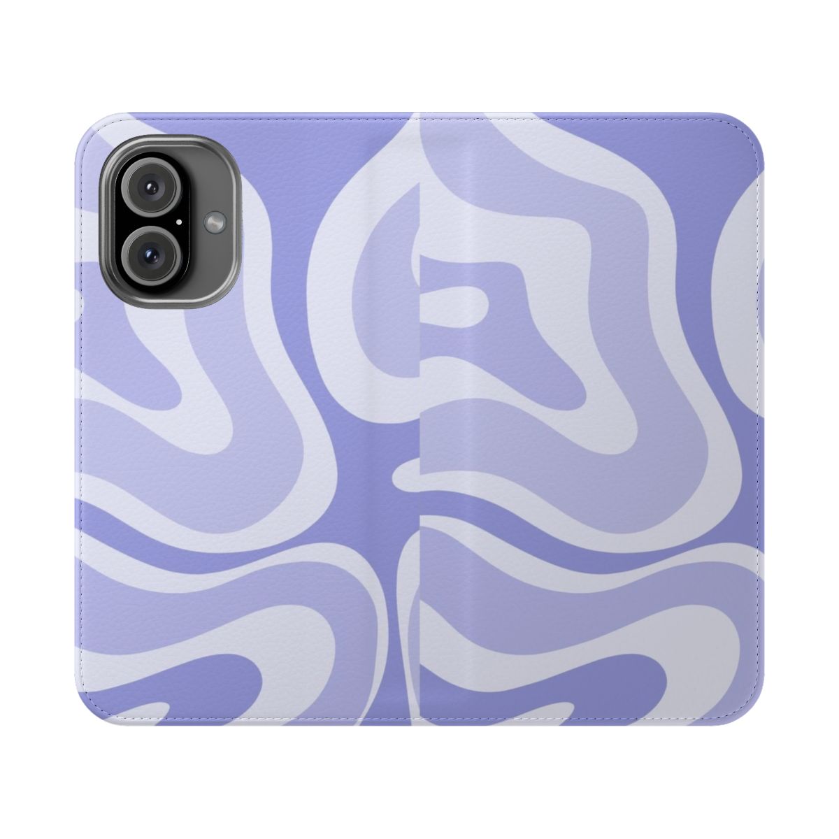 Colorful abstract fluid swirl pattern phone case with light lavender and purple tones