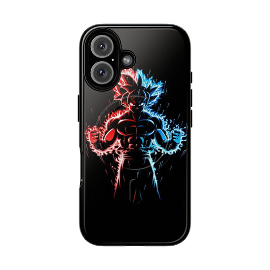 Anime-inspired phone case featuring the iconic Ultra Instinct Goku from the Dragon Ball series