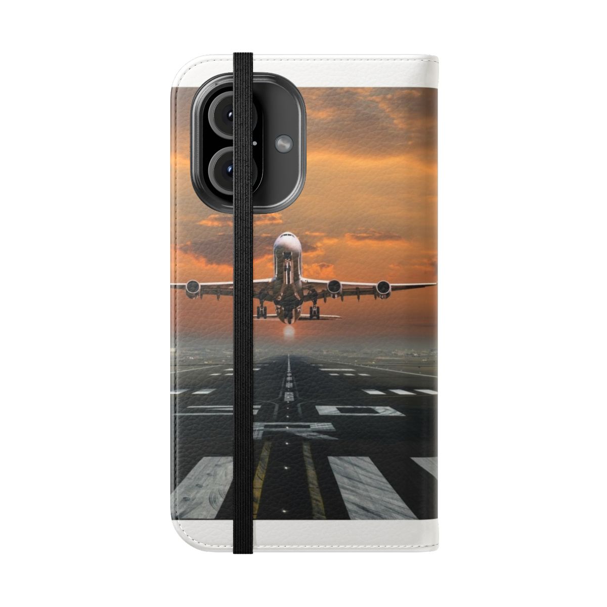 Airplane Takeoff Flip Cover Phone Case for aviation enthusiasts - Folded Front