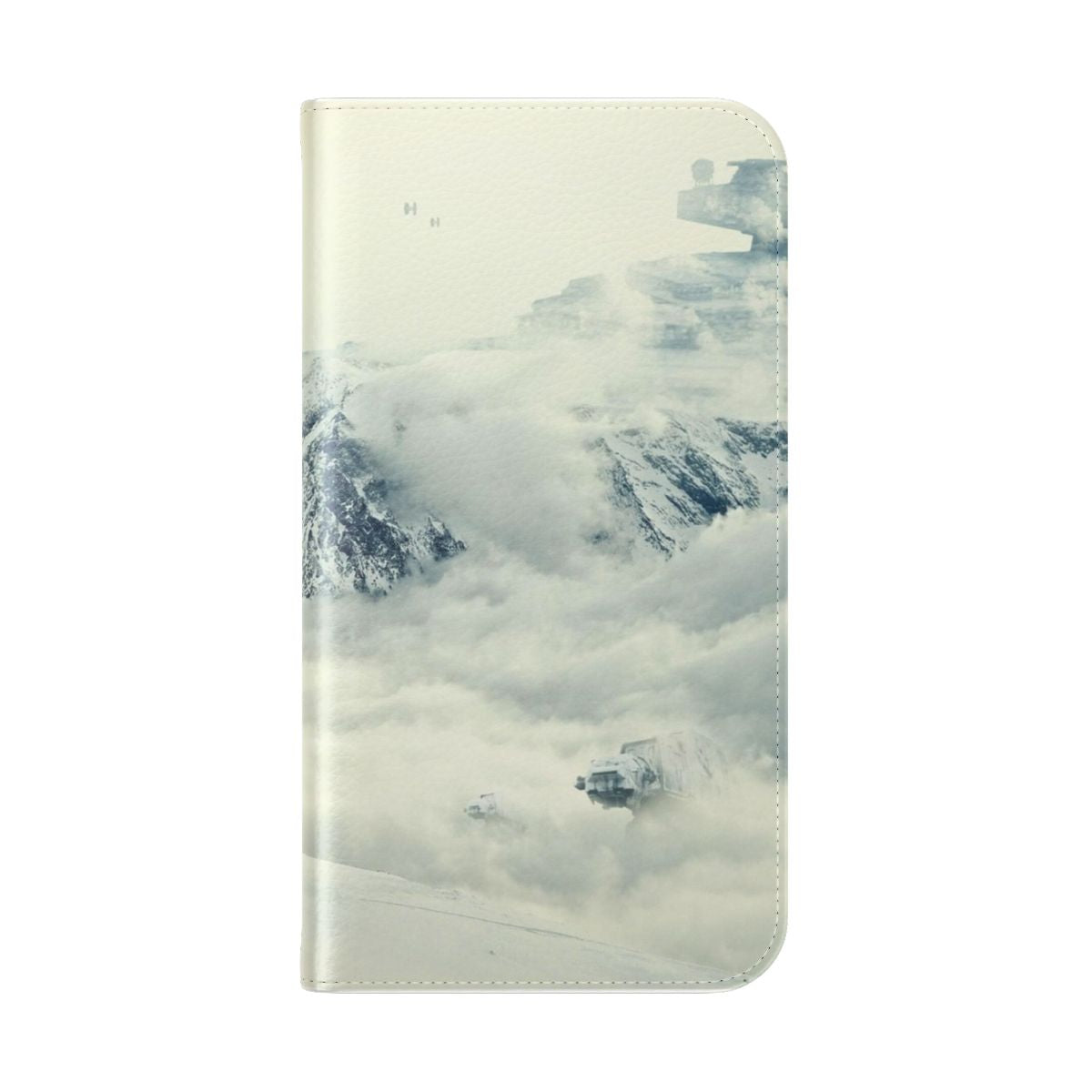 Stylish phone case with a frozen, sci-fi-inspired landscape design - Folded Back