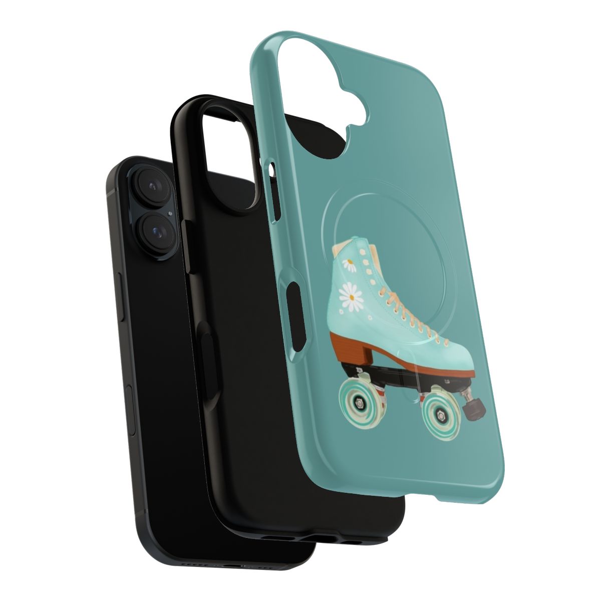 Retro green pastel roller skate phone case - Layers