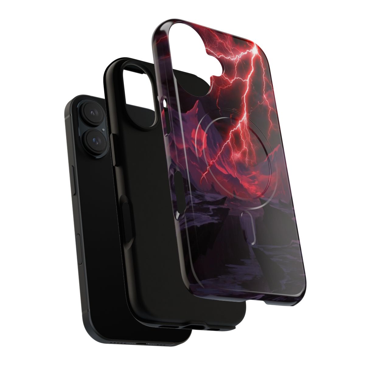 Vibrant fantasy-inspired lightning bolt phone case with magnetic closure - Layers