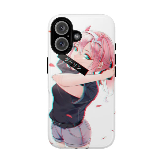 Anime-style phone case with Zero Two character from Darling in the FranXX