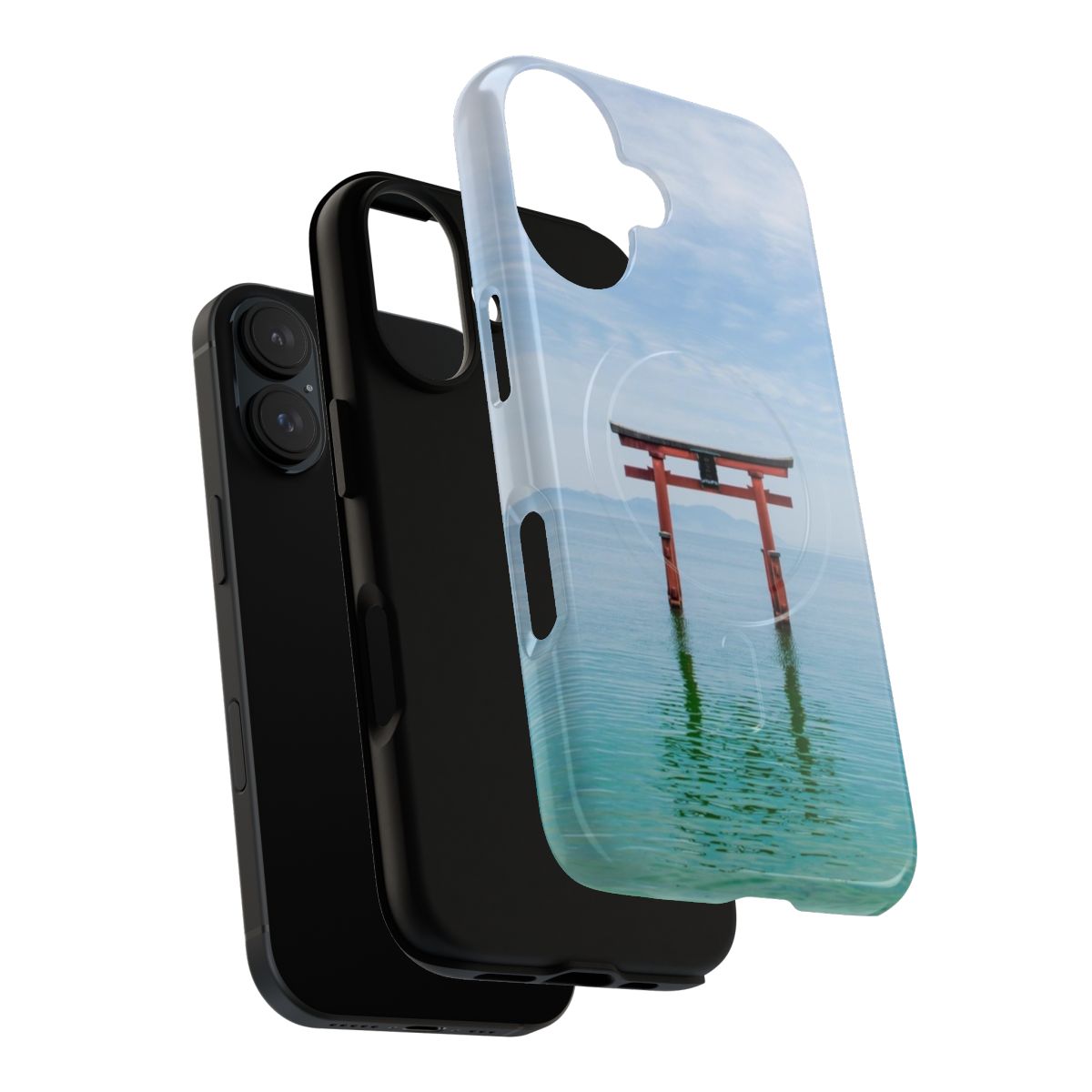 Shinto sanctuary-themed magnetic phone case with water-resistant design - Layers