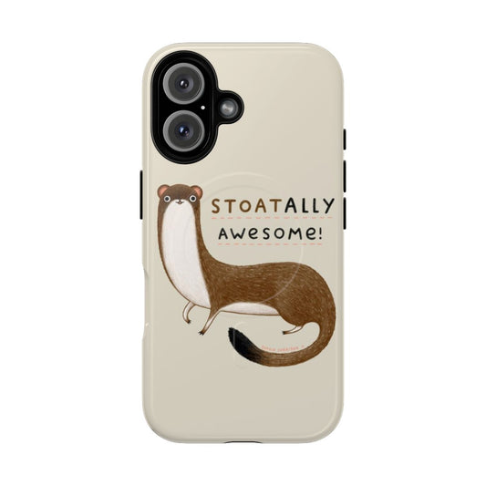 Magnetic phone case with a cute stoat or weasel-like animal design