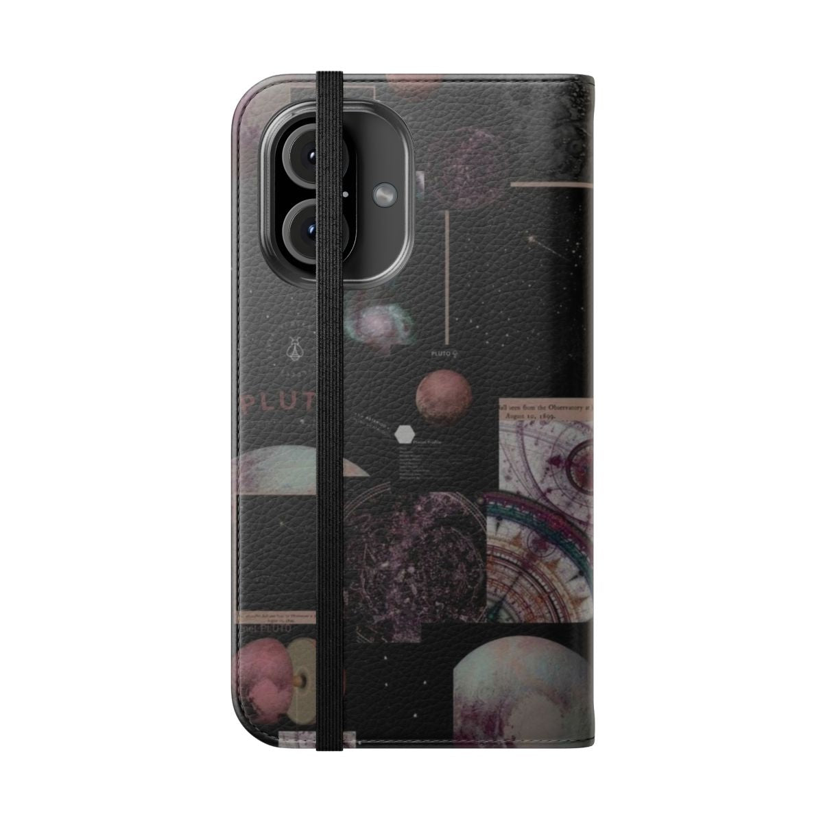 Aesthetic Grunge Space Phone Case with Flip Wallet Cover - Folded Front