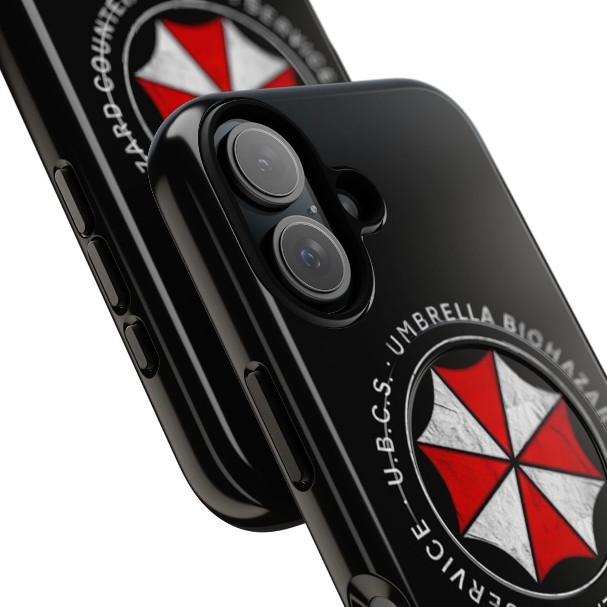 Resident Evil 3-inspired magnetic tough phone case with Umbrella Biohazard Countermeasure Service design - Detail